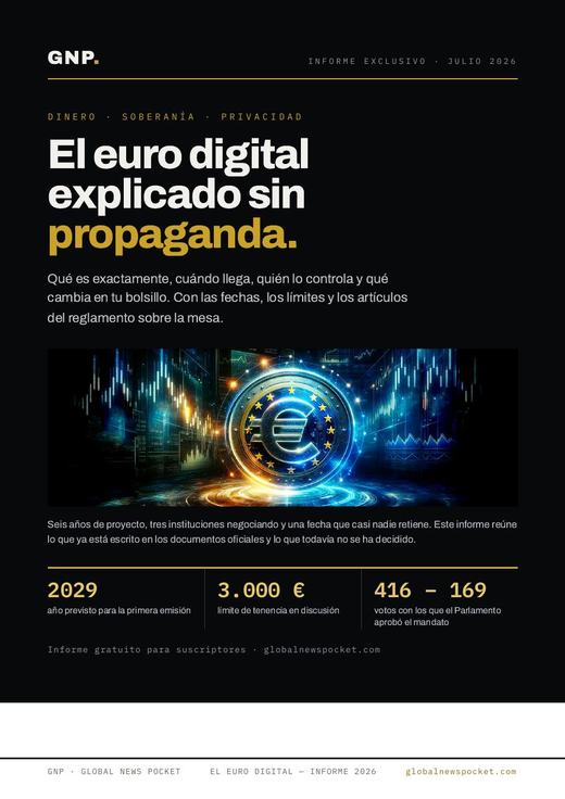 Portada del informe El euro digital explicado sin propaganda, de Global News Pocket
